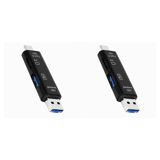 Seitruly Lector de tarjetas USB3.1 tipo c Lector de tarjetas TF de alta velocidad Tipo C USB C Lector de tarjetas OTG de memoria micro USB negro 2piezas