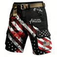 thumbnail image 4 of CAIVO Men's Independence Day Cargo Shorts Patriotic Casual Letter And American Flag Print Knee Length 1776-2026 Workwear Daily Wear Bottoms With Pockets, 4 of 4