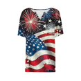 thumbnail image 4 of Uaswgudfs Women's Independence Day US Flag Stars & Fireworks V-Neck Tee - Patriotic Celebration Graphic Tops Wine L, 4 of 5