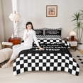 thumbnail image 4 of Homewish Car Theme Boy 3 Pieces Queen Comforter Set,Black White Ultra Soft Bedding Sets,Geometric Plaid Bedding Comforter Set,Luxury Bedroom Decor,Reversible, 4 of 8