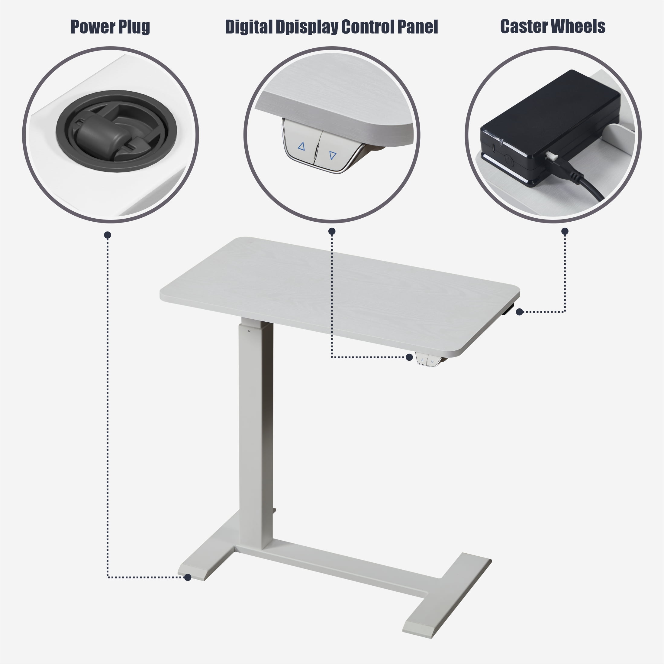 Homy Casa Electric Standing Desk, Adjustable Laptop Table with Wheels for Home Office Nook, White