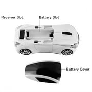 KUYHRF Wireless Mouse, 2.4GHz Car Shaped Wireless Mouse,1600 DPI Optical Cordless Mouse with USB Receiver,Cordless Computer Mouse for PC Laptop Computer Notebook -White