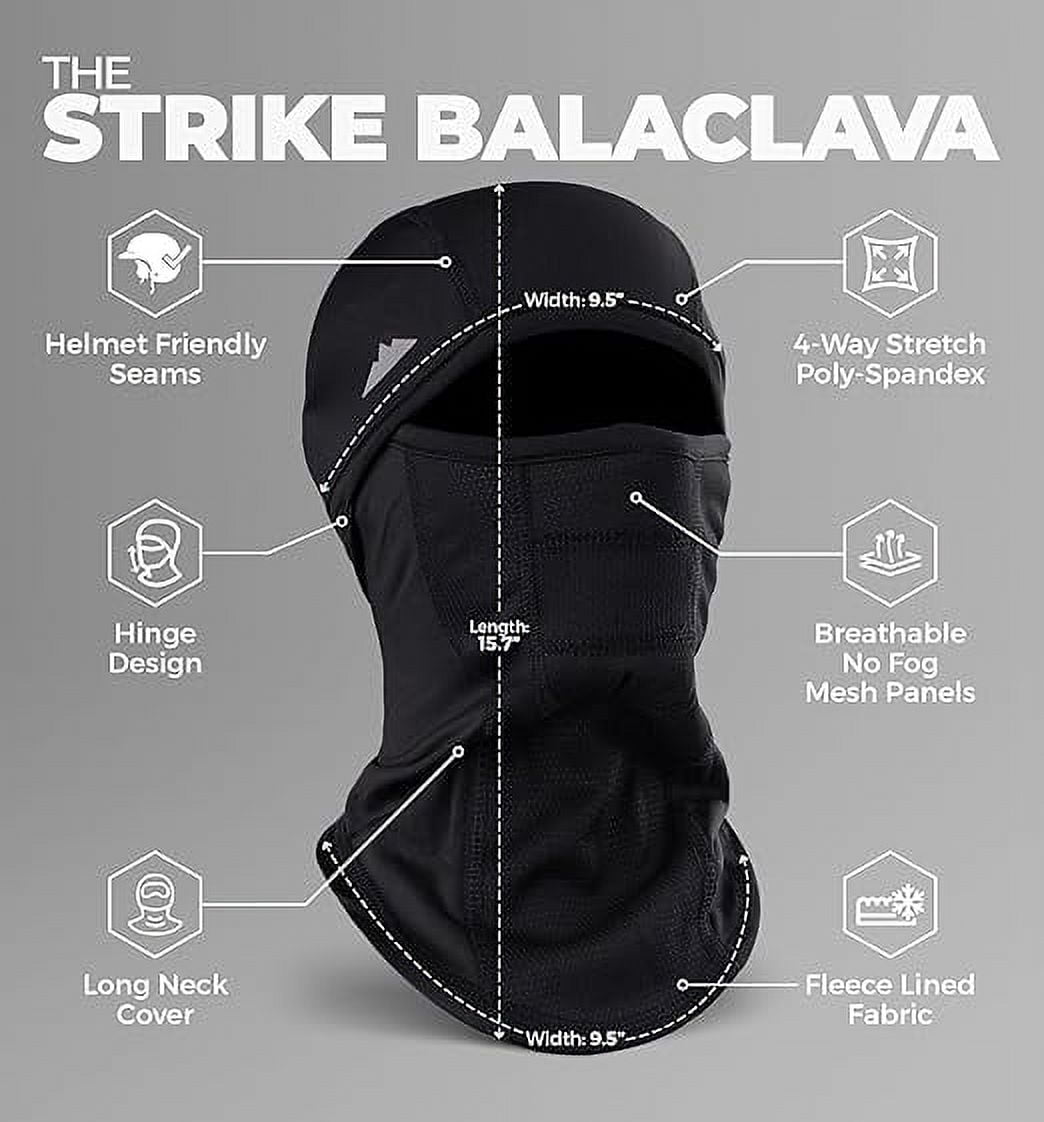 Tough Headwear Balaclava Ski Mask -Winter Gear Men & Women - Skiing, Snowboarding, Motorcycle- Black
