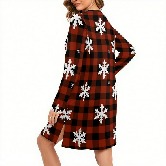 Women Zipper Robe Long Sleeve House Coats Christmas Robes Soft Bathrobe with Pockets Nightgown