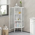 thumbnail image 4 of Dasun 22.25" Corner Cabinet with Three Storage Shelves, Free-Standing Floor Cabinet with 2 Tempered Glass Doors for Bathroom, Living Room and Bedroom, White, 4 of 8