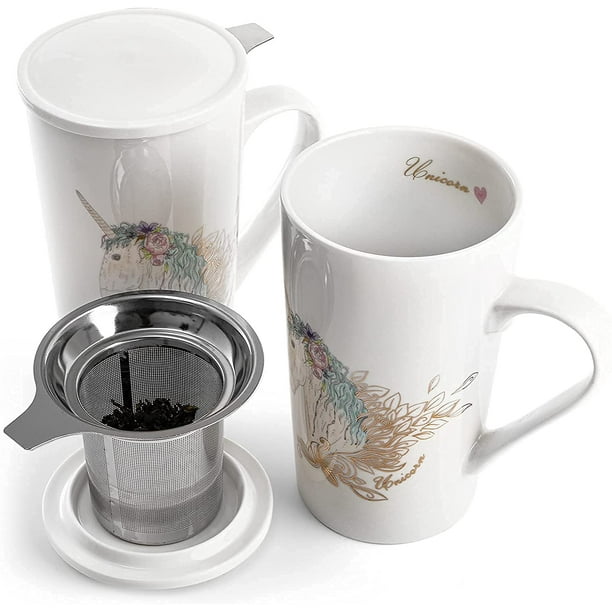 KSCD Tasses à thé avec infuseur et couvercle, infuseur à thé