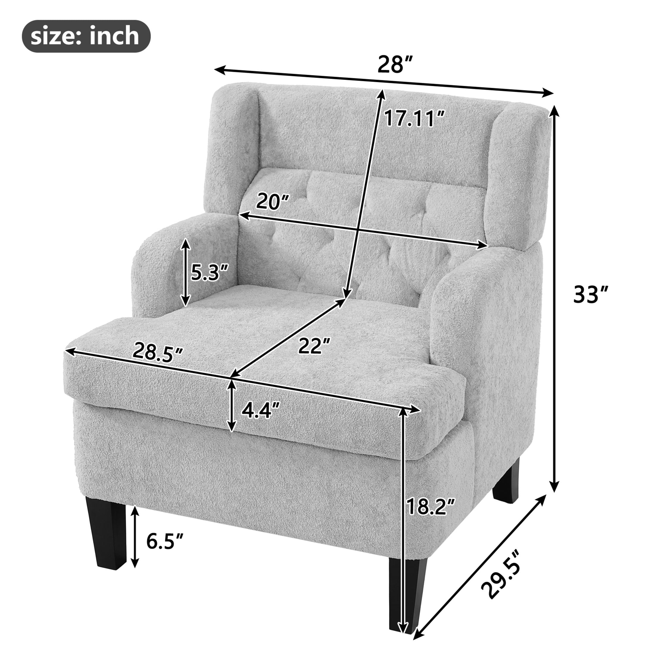 Christopher Knight Home Modern Tufted Accent Chair, Plush Fabric Upholstered with Wood Legs, Light Gray