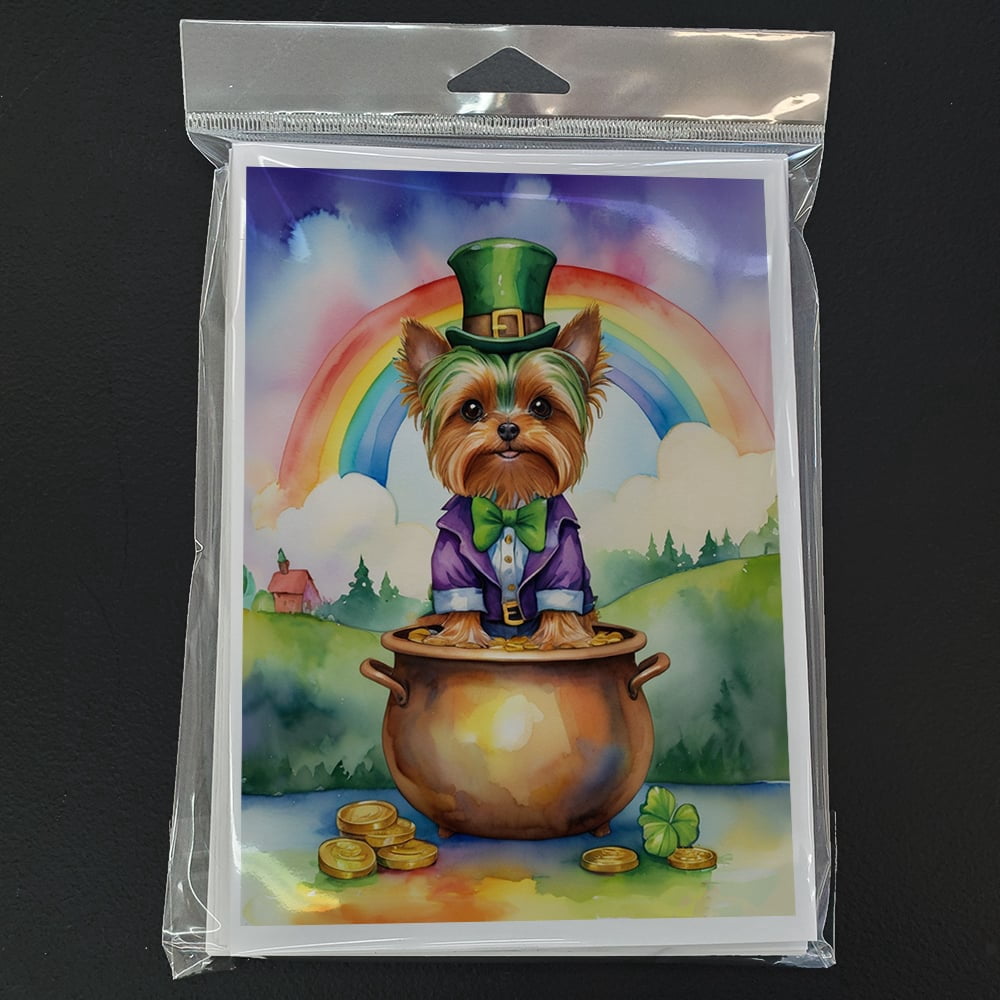 Yorkshire Terrier St Patrick's Day Greeting Cards Pack of 8 7 in x 5 in
