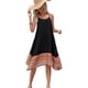 thumbnail image 1 of Vestido Bohemio con Bloques de Color para Mujer, Estilo Hawaiano, con Tirantes Finos y Vuelo. Negro M, 1 of 10