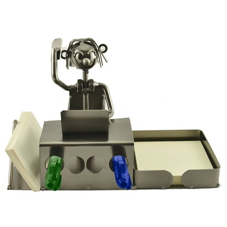 Refillable Notepad Holder - Satainless Steel Pen Business Card And Note Pad or Post-It Business person Holder For Office Desk
