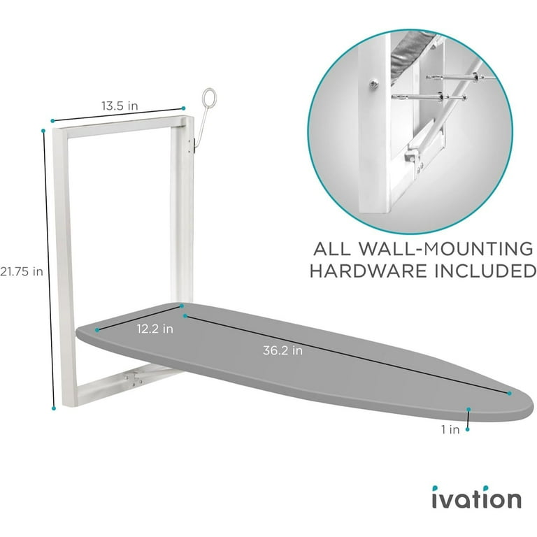 Ivation Fold Down Ironing Station With Storage Shelf Ivation Wall-Mounted Foldable Ironing Board With Storage - Space Saving 36.2" X 12.2" Planche A Repasser