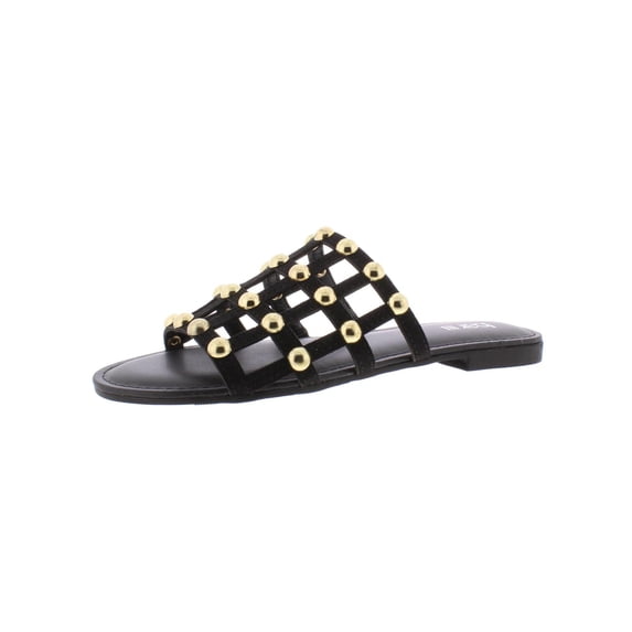 Bar III Womens Pecanna Faux Leather Open Toe Flat Sandals