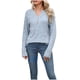 thumbnail image 2 of Suéter de cuello en V para mujer, informal, de moda, con cuello en V, color liso, a rayas, manga larga, abotonado, top de poliéster para mujer, 2 of 3