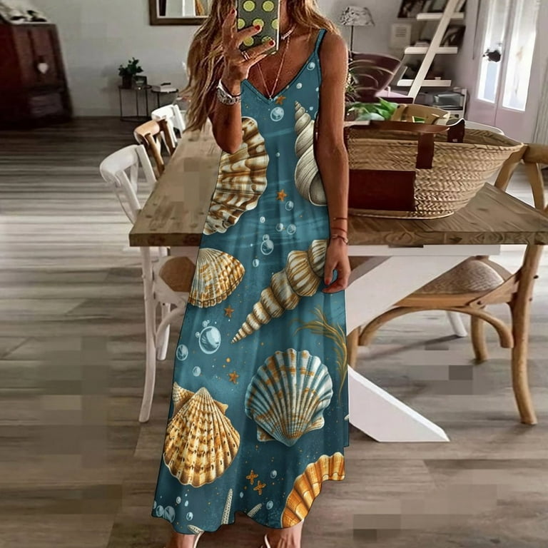 Beach Seashell Starfish Sleeveless Dress Women's Luxury Party Dress Birthday Dresses for Women - Walmart.com Beach Seashell Starfish Sleeveless Dress Women's Luxury Party Dress Birthday Dresses for Women - Walmart.com