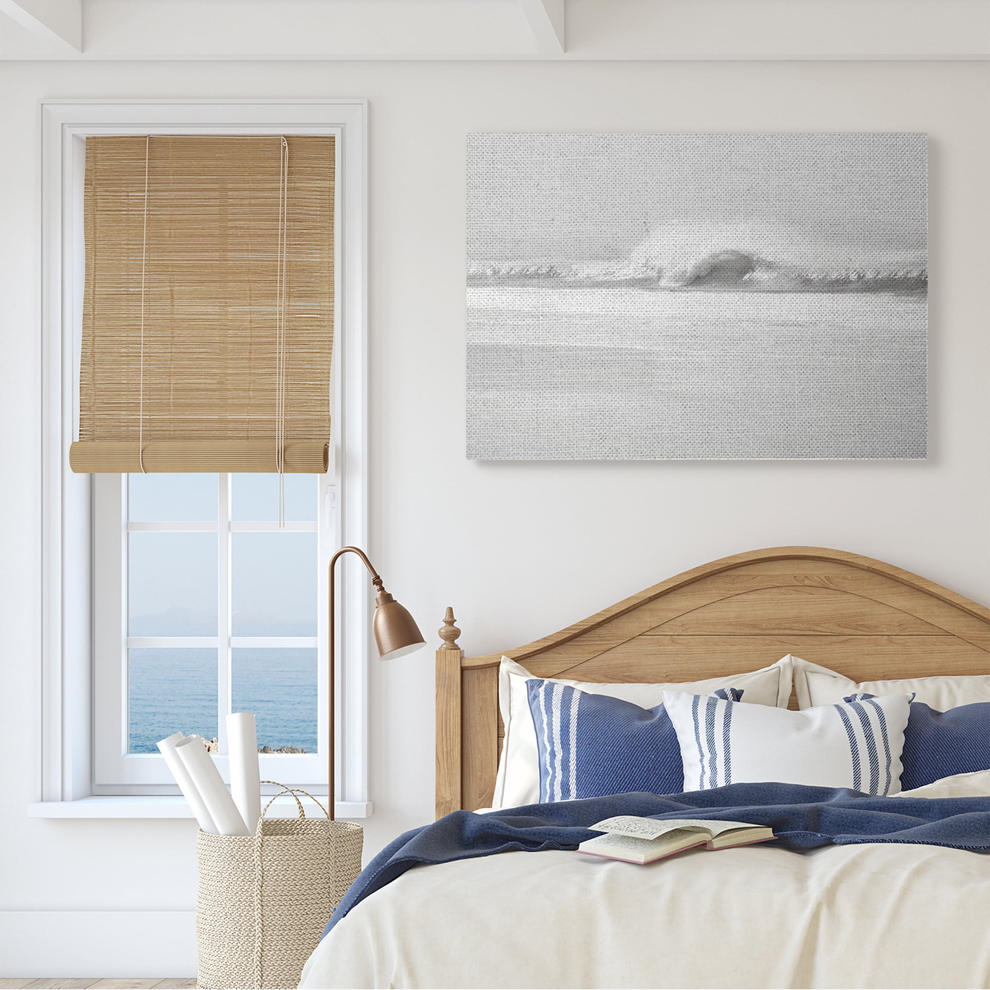 Stupell Industries Waves Crashing onto Beach Black and White,30 x 40,Designed by Maggie Olsen