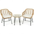thumbnail image 2 of Resenkos 3 Pieces Rattan Furniture Set, Small Patio Conversation Furniture Set with Cushioned Chair Table-White, 2 of 9