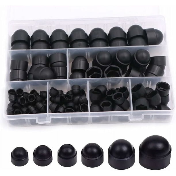 Protección para tornillos hexagonales, 145 piezas Tapa de plástico para pernos, protección para tuercas y pernos, protección para tuercas hexagonales, M4 M5 M6 M8 M10 M12, con caja de almacenamiento