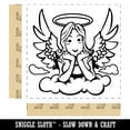 thumbnail image 2 of Angel Looking Down from Clouds Self-Inking Rubber Stamp Ink Stamper - Blue Ink - Large 1-1/2 Inch, 2 of 7
