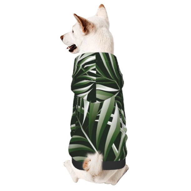 Fotbe Tropical Palm Leaves1 Sudadera con Estampado para Perros Pequeños – Suéter con Capucha para Mascotas, Tela Suave de Forro Polar con Bolsillo-Large