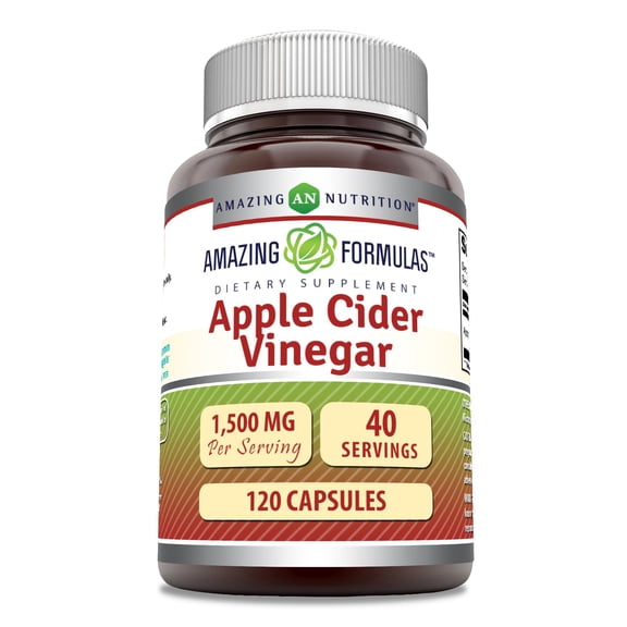 Amazing Formulas Apple Cider Vinegar 1500 Mg Per Serving 120 Capsules Supplement | Non-GMO | Gluten-Free