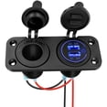 thumbnail image 2 of Quick Charge 3.0 Cigarette Lighter Outlet Splitter with Touch Switch, 12V USB Charger Waterproof Power Socket Adapter DIY Kit with Blue LED Dual USB Ports for Car, RV, Marine, Boat, Truck, 2 of 9