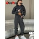 thumbnail image 5 of Chándal de otoño para mujer con cremallera, conjunto informal de dos piezas blanco de gran tamaño de algodón, pantalones deportivos clásicos para mujer, 5 of 5