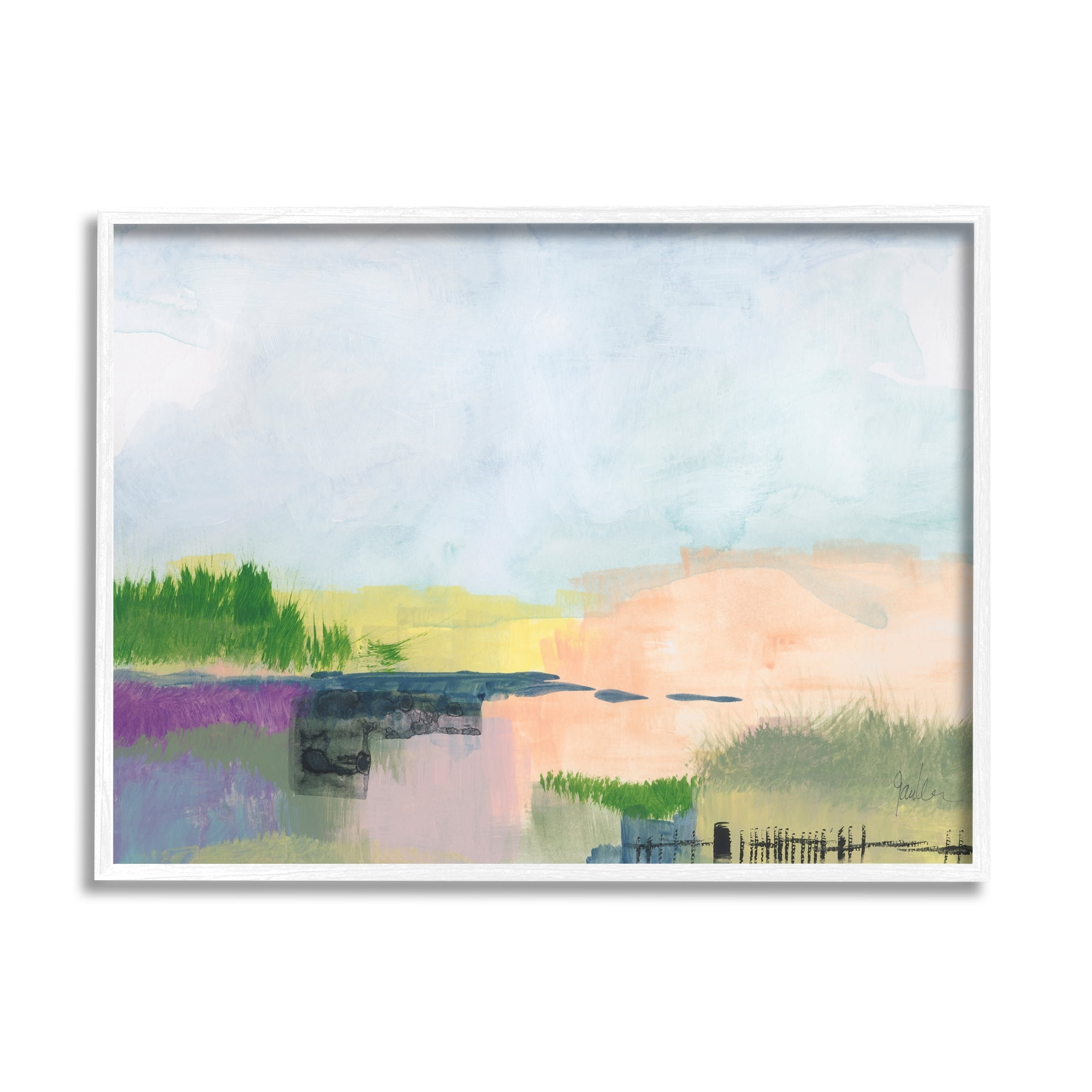 Stupell Industries Rural Pastel Landscape Comforting Farmland Hills Scenery Painting White Framed Art Print Wall Art, Design by Jan Weiss
