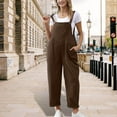 thumbnail image 7 of Tdoqot Womens Cargo Jumpusits with Pocekts- Casual Cotton Linen Summer Sleeveless Overalls Workwear Coffee Size M, 7 of 7