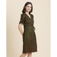 thumbnail image 2 of Moomaya Womens Printed Knee Length Dress, Ruched Sleeves V- Neck Short Dress, 2 of 8