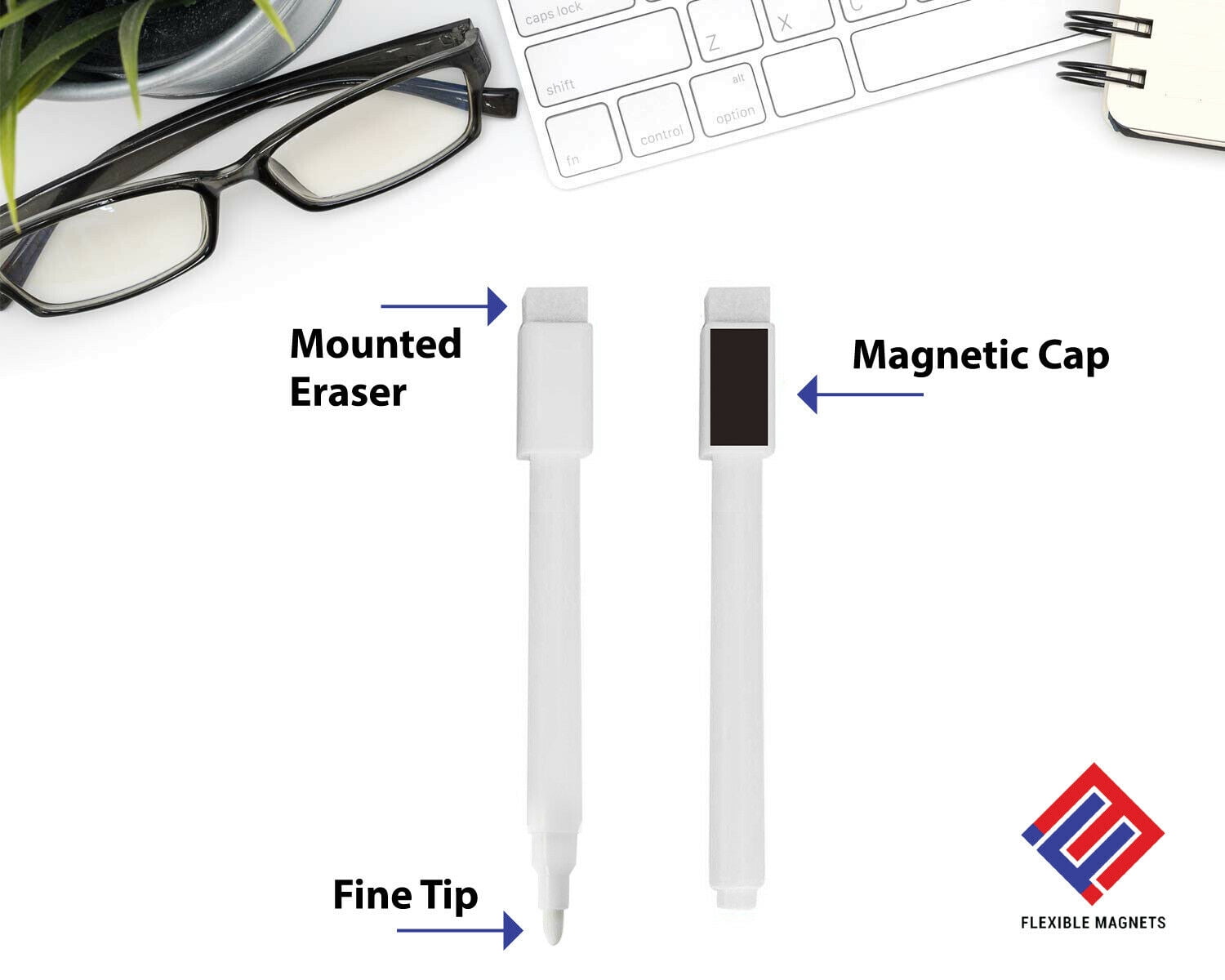 White Liquid Chalk Markers for Blackboards Chalkboard Signs, Glass, Windows - Marker With Eraser & Magnet on back. Chalkboard Markers - 100 Pack