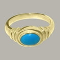 thumbnail image 4 of LBG British Made 9k Yellow Gold Natural Turquoise Unisex Anniversary Ring - 33 size options - Size 6, 4 of 6