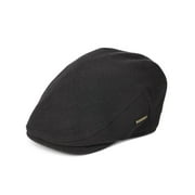 DORFMAN Mens Black Cotton Wool Blend Ivy Newsboy Cap Cabbie Hat M