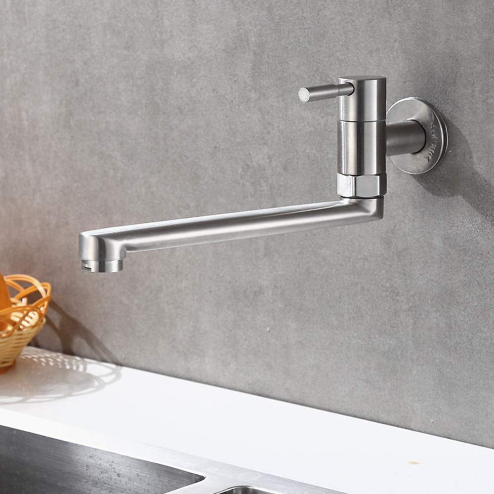 Stainless Steel Garden Outdoor Cold Water Tap Kitchen Sink Faucet Bar Rotatable Washing Faucets