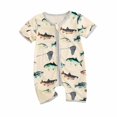 thumbnail image 3 of Alician Baby Zipper Rompers Short Sleeve Cotton Jumpsuit With Zipper Fish Pattern Toddler Boy Romper For 3-24 Months, 3 of 8