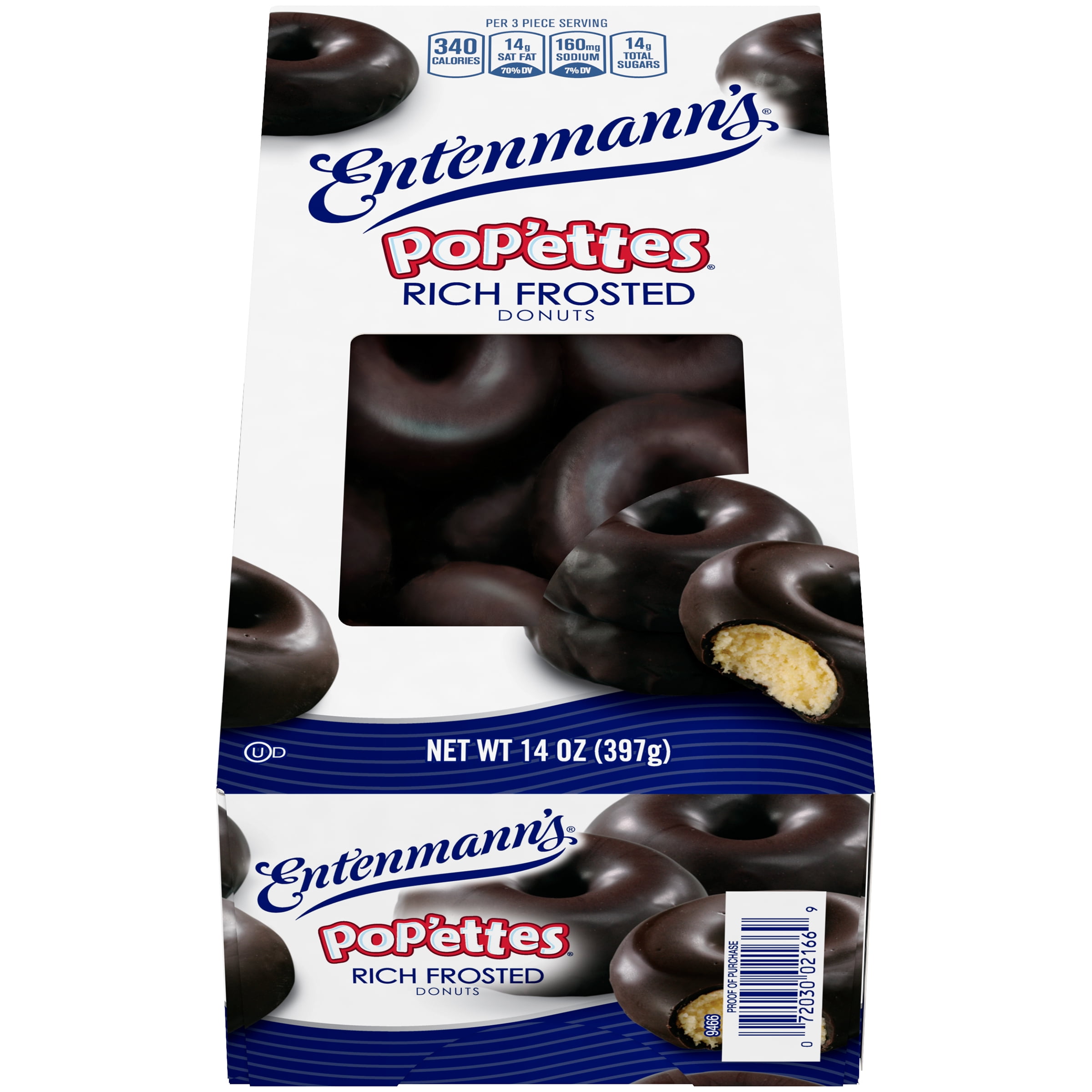 Entenmann's Rich Frosted Chocolate Donut Pop'ettes, 14 oz