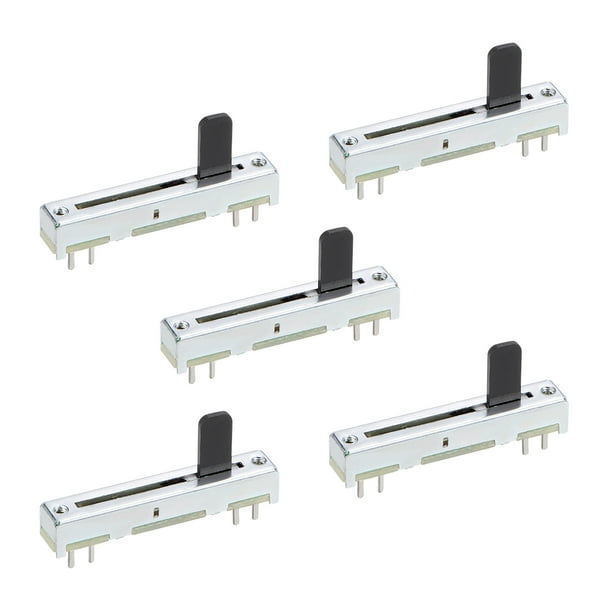 5pcs Resistencias Variables Fader 35mm Potenciómetro Deslizante Recto B104 100K Ohm Potenciómetros Dobles Lineales