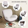 thumbnail image 6 of 360° Swivel Accent Chair, Modern Chenille Lounge Single Sofa Chair with Faux Leather and Black Metal Base Frame, Comfy Reading Chair for Small Spaces, Living Room, Bedroom, Office, White, 6 of 9