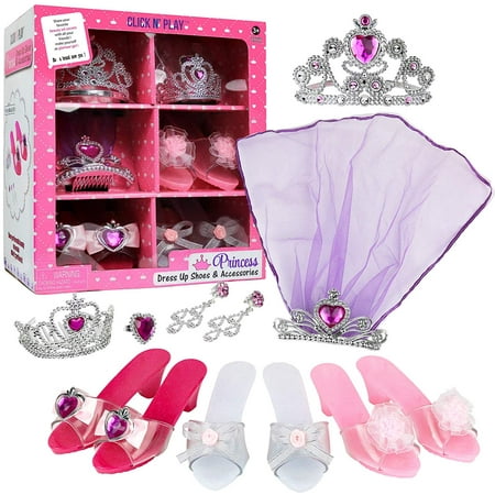 Click N' Play Girls Princess Dress Up Set, High Heels, Earrings, Ring and