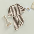 thumbnail image 3 of Musuos Baby Girls Boys Autumn Outfit Sets 4 10 18 24M 3T Long Sleeve O Neck Tops + Contrast Color/Striped Pants, 3 of 9
