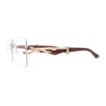 thumbnail image 4 of Cougar OG Gangster Rapper Clear Lens Rimless Wood Buffs Eyeglasses Light Gold, 4 of 4