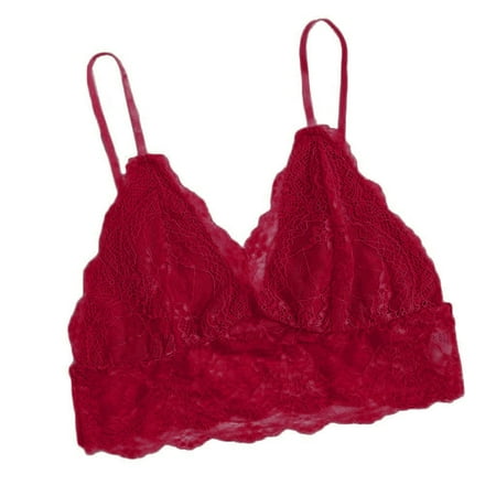 

Gaiseeis Women Plus Size Vest Crop Wireless Bra Lingerie Sexy V-Neck Underwear Sleepwear Red S