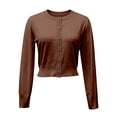 thumbnail image 4 of MSJUHEG Women's Shrug Sweaters Crew Neck Button Down Cropped Knit Cardigan Plus-size-sweaters for Women Oversized Sweater Knit Coat Open Front Tops Fall Winter Sweater Coat Coffee S, 4 of 5