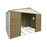 DuraMax 10.5ft x 13ft Woodbridge Plus Plastic Vinyl Outdoor Shed w/ Foundation Kit & Window