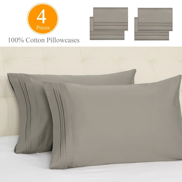 Pillowcase 100 Cotton Luxury Pillow Case 4 Pcs Super Soft Hotel