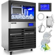 VEVOR 110V Commercial ice Maker 110 lbs. Per 24 Hours with 44 lbs. Bin and Electric Water Drain Pump, Clear Cube, Stainless Steel Construction, Auto Operation, Include Water Filter 2 Scoops and Connection Hose