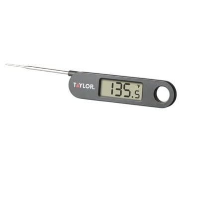 Taylor Compact Digital Folding Probe Kitchen Meat Cooking Thermometer: Stainless Steel, Digital Display, -40 to 392&deg;F Range