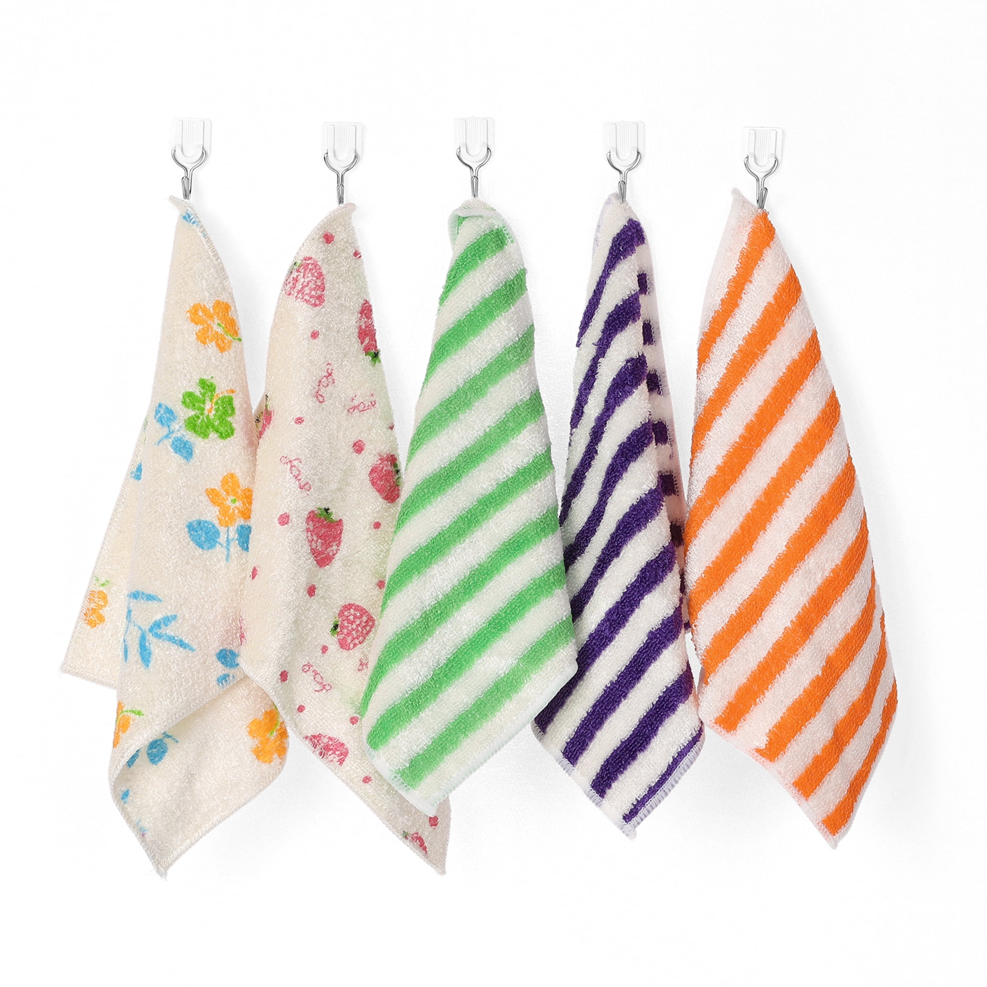 Unique Bargains 6 Pack Kitchen Towels Absorbent Reusable Cleaning Cloth Purple Strips