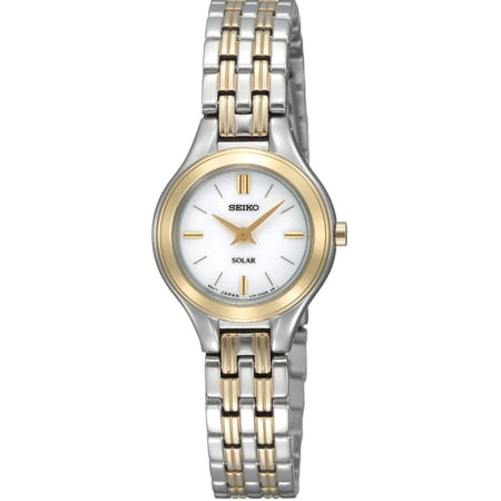 Seiko Women's SUP210 Core Solar Classic White Dial Two Tone Yellow Gold Steel