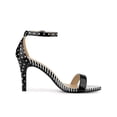 thumbnail image 3 of BLISSFUL STEP Women's Sandals Stiletto Heels Stripe Ankle Strap Polka Dots Sandals Black 9, 3 of 7