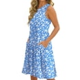 thumbnail image 4 of UVN Summer Tank Dresses for Women Crew Neck Flowy Midi Ladies Beach Dresses Casual Sleeveless Sundresses with Pockets, 4 of 9